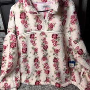 Oversized Floral Fleece Pullover